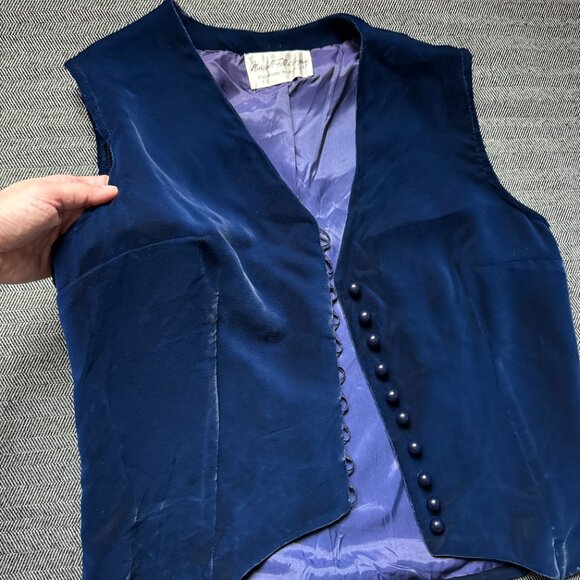 XS Velour Buttoned Vest Vintage Marshall Fields - Picture 16 of 17